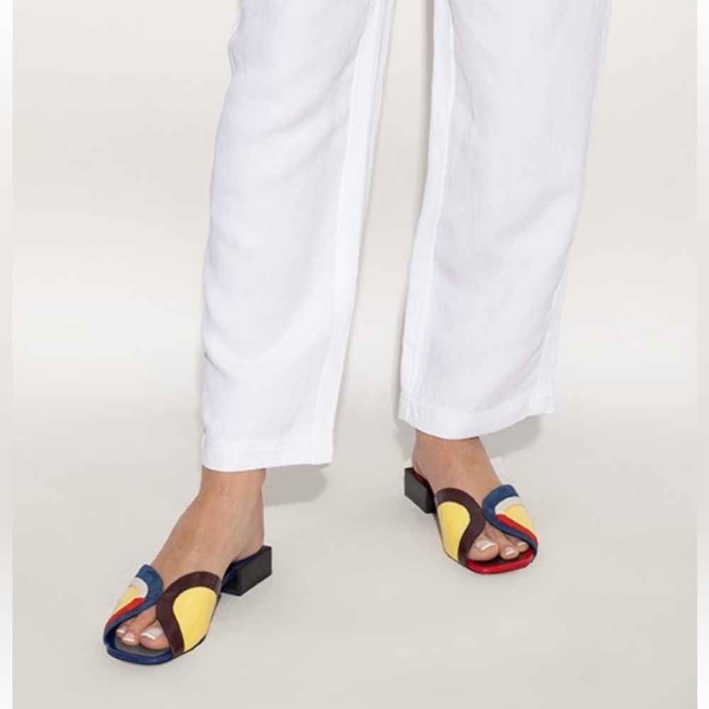 Tory Burch Colorblock Sandals in Red, Blue, Yellow, and Brown - Picture 3 of 7
